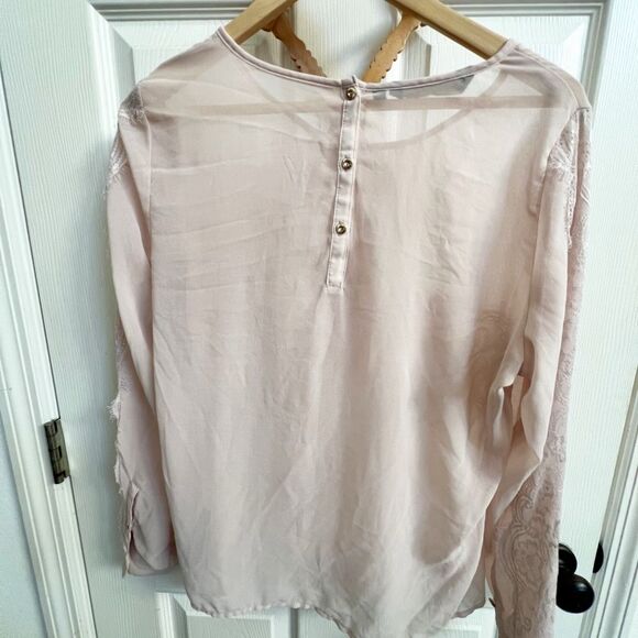Kardashian KollectionSheer Lace Blouse in Light Pink - Picture 7 of 7
